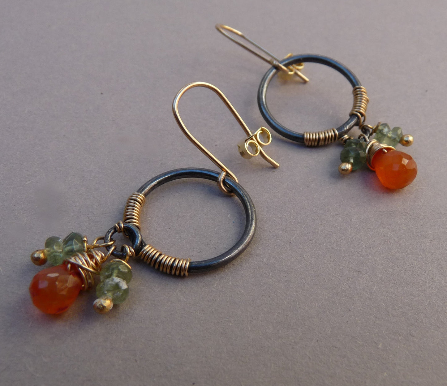 14k Goldfilled Oorbellen met Peridot en Carneool: Sieraden uit Enkhuizen