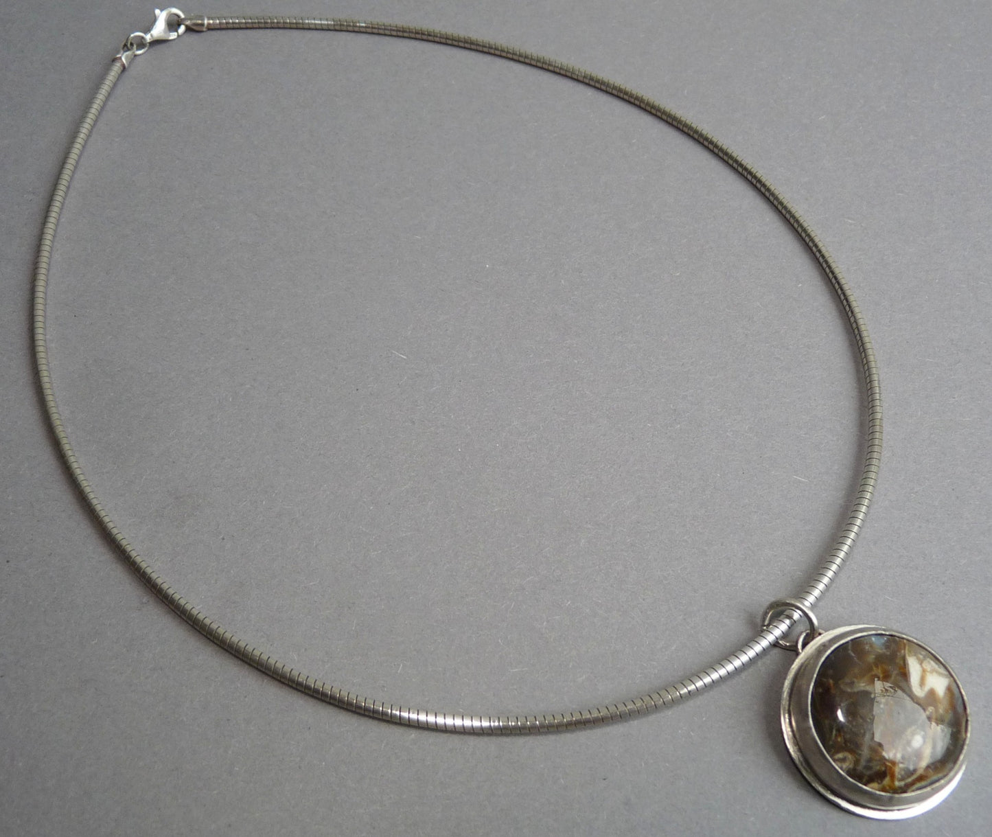 Handgemaakte zilveren ketting met Jaspis hanger | Oceaan Jaspis in sterling zilver