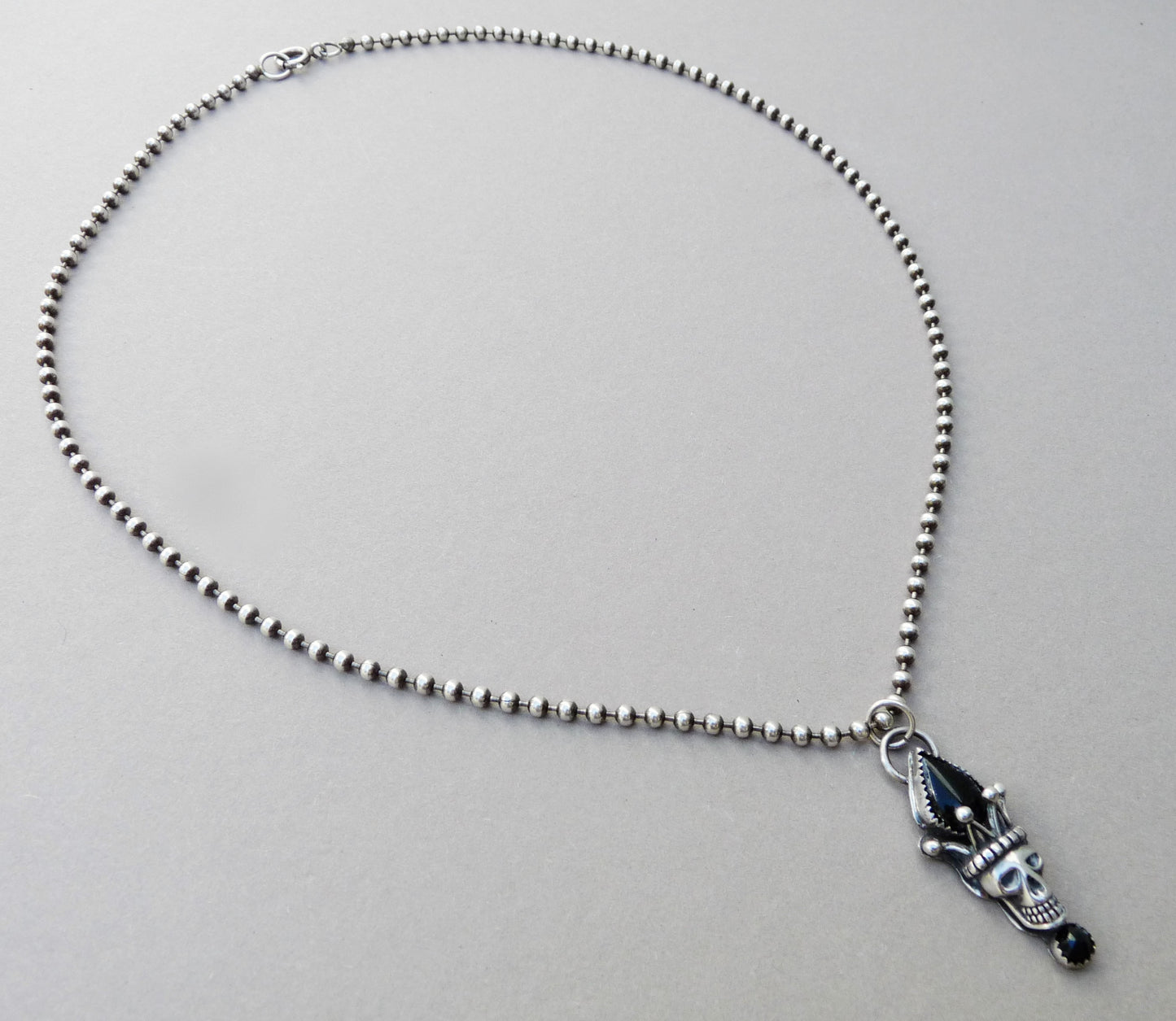 Onyx Herrenkette mit Totenkopf