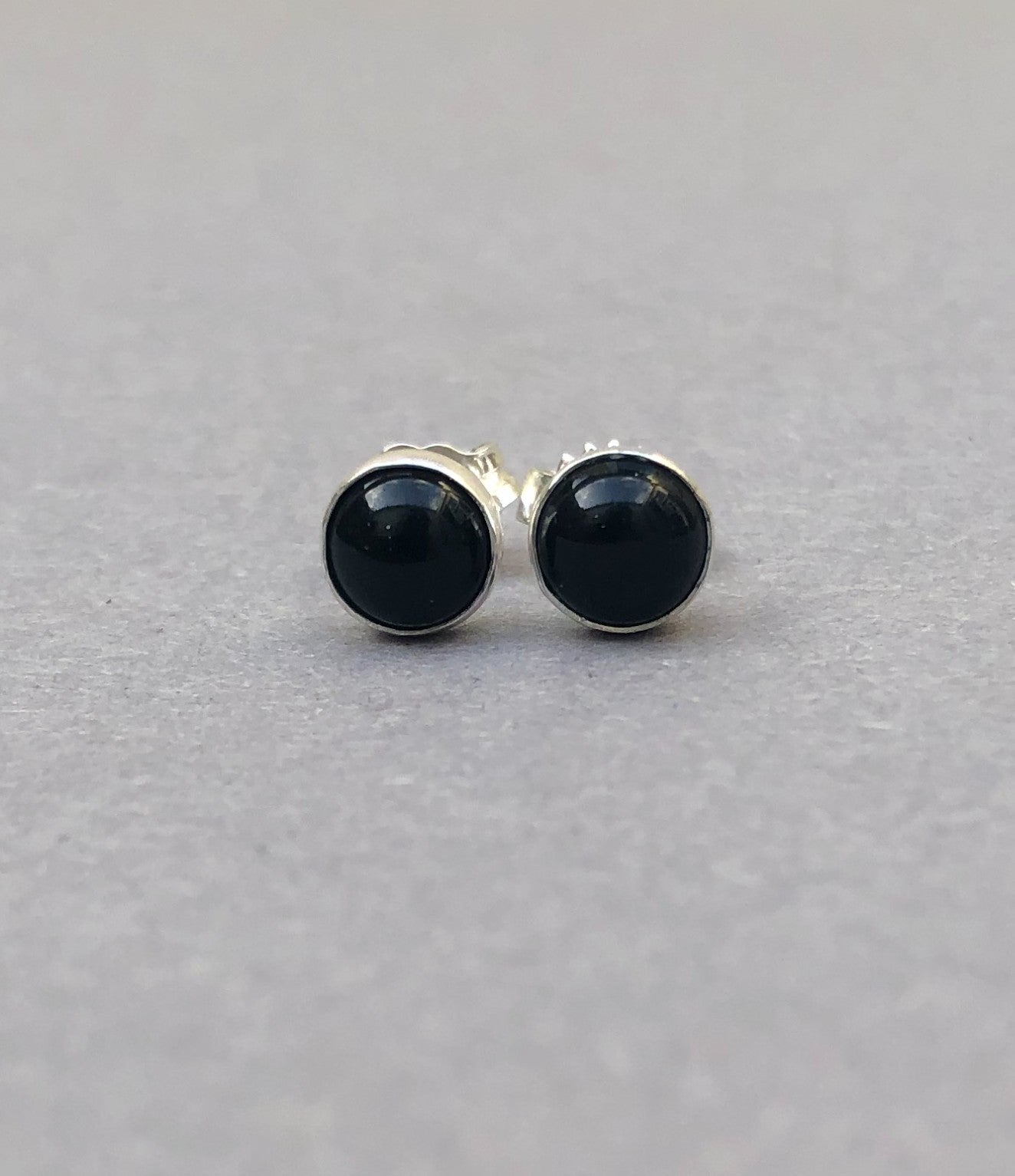 Zwarte Onyx Oorknopjes in Sterling Zilver voor Heren