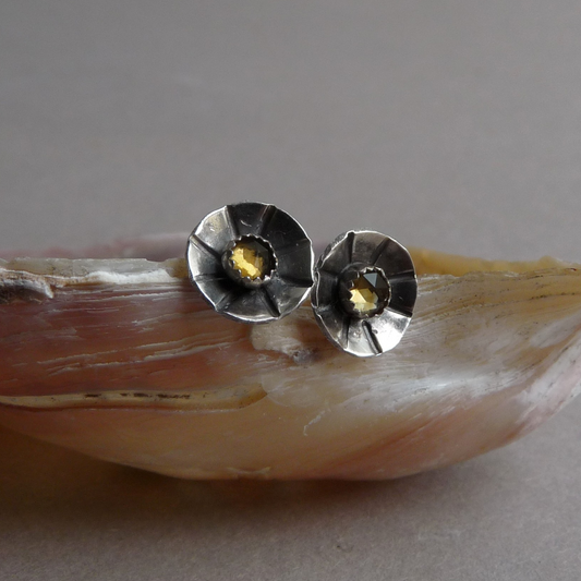 Citrien oorbellen – edelsteen oorbellen handgemaakt in zilver