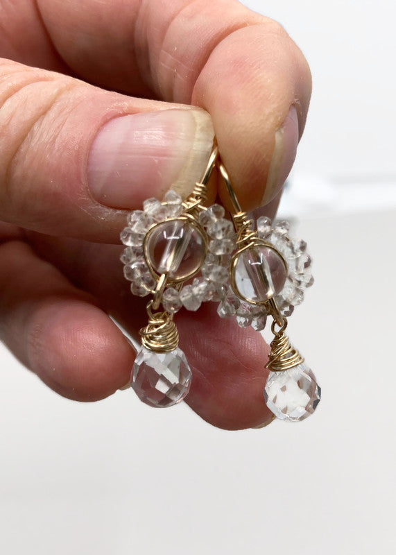 14k Goldfilled oorbellen met Bergkristal en Topaas