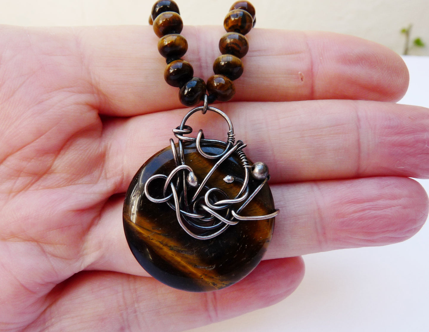 Herrenkette mit Tigerauge – Perlenkette für Männer