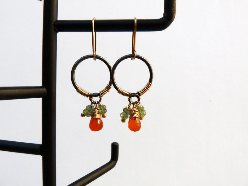 14k Goldfilled Oorbellen met Peridot en Carneool: Sieraden uit Enkhuizen