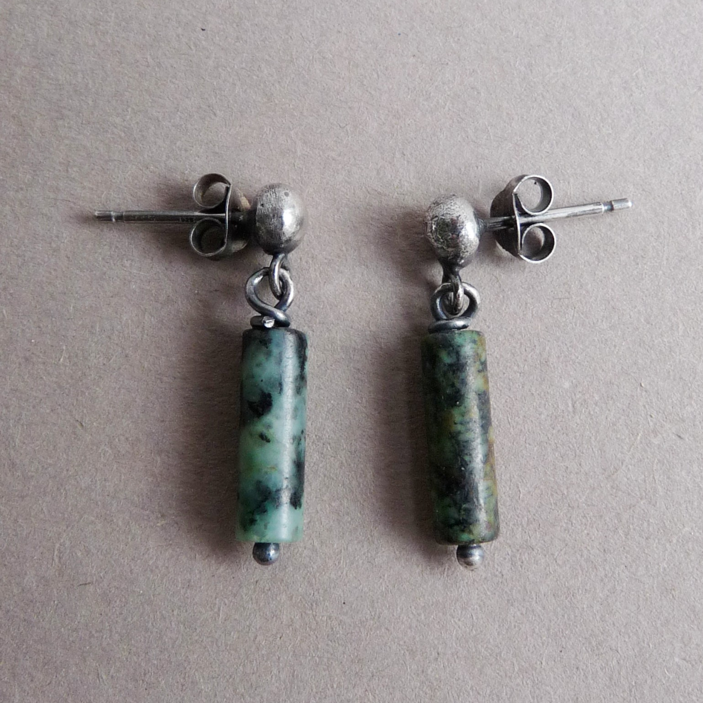 Men's silver stud earrings with turquoise – Men's silver earrings (per piece)