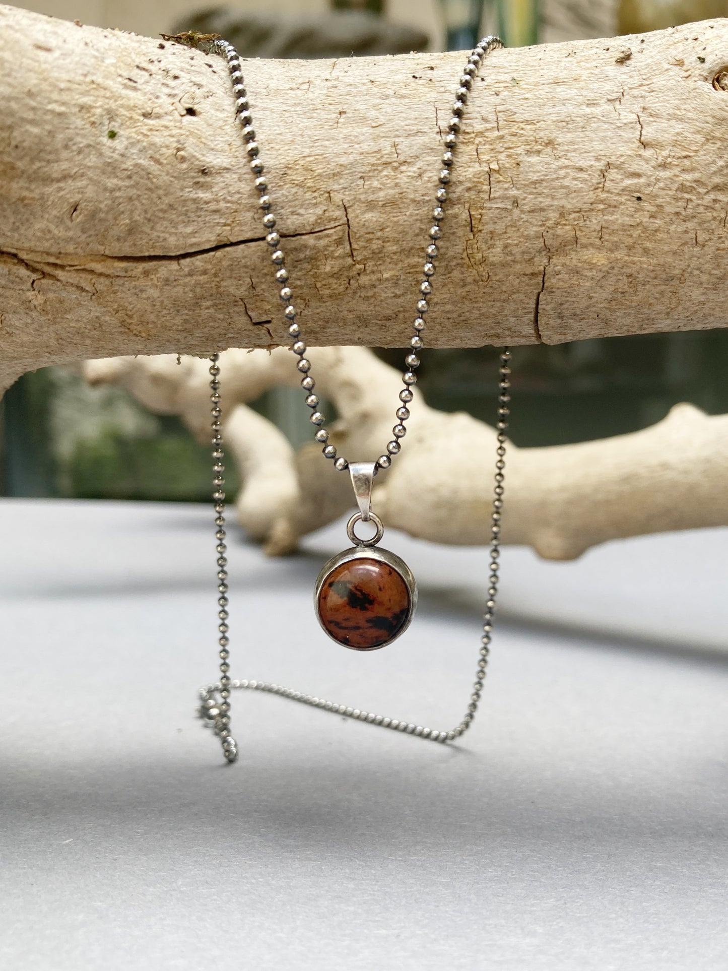 Men's Necklace with Natural Stone – Mahogany Obsidian | Silver Men's Gemstone Necklace