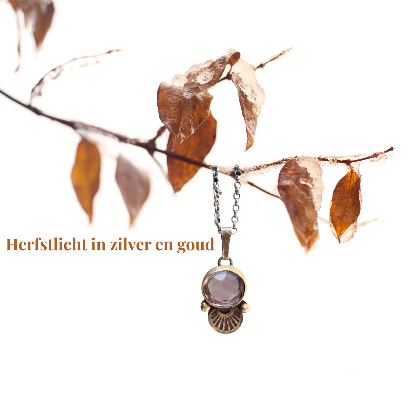 Goud en zilveren hanger met Fluoriet