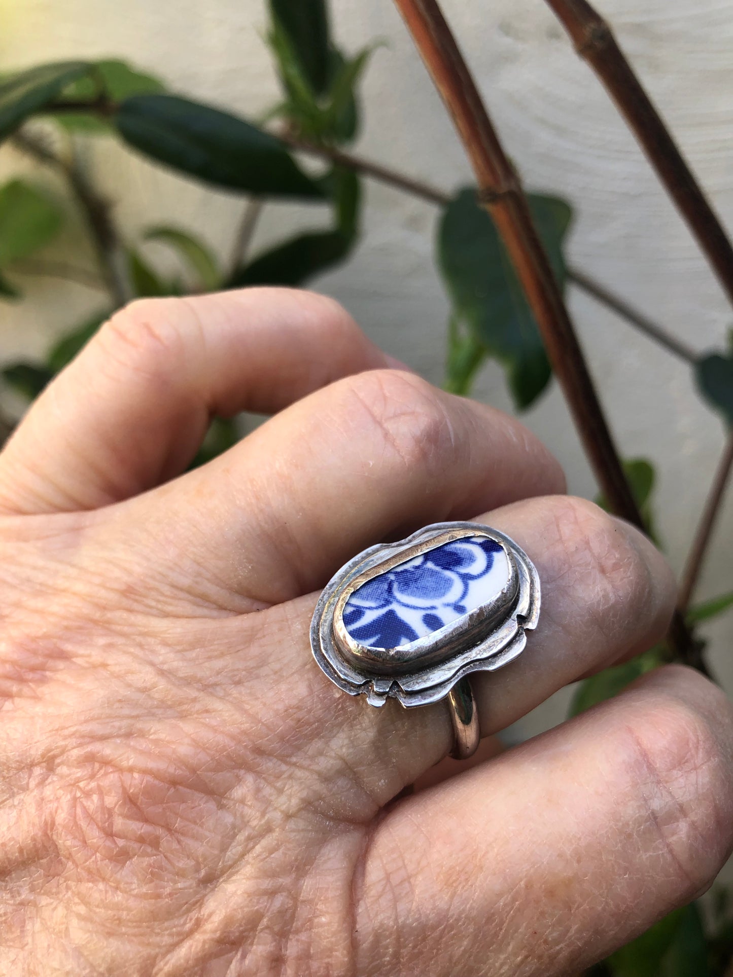 Delfter Blau-Silberring – handgefertigt aus Delfter Blau-Keramik