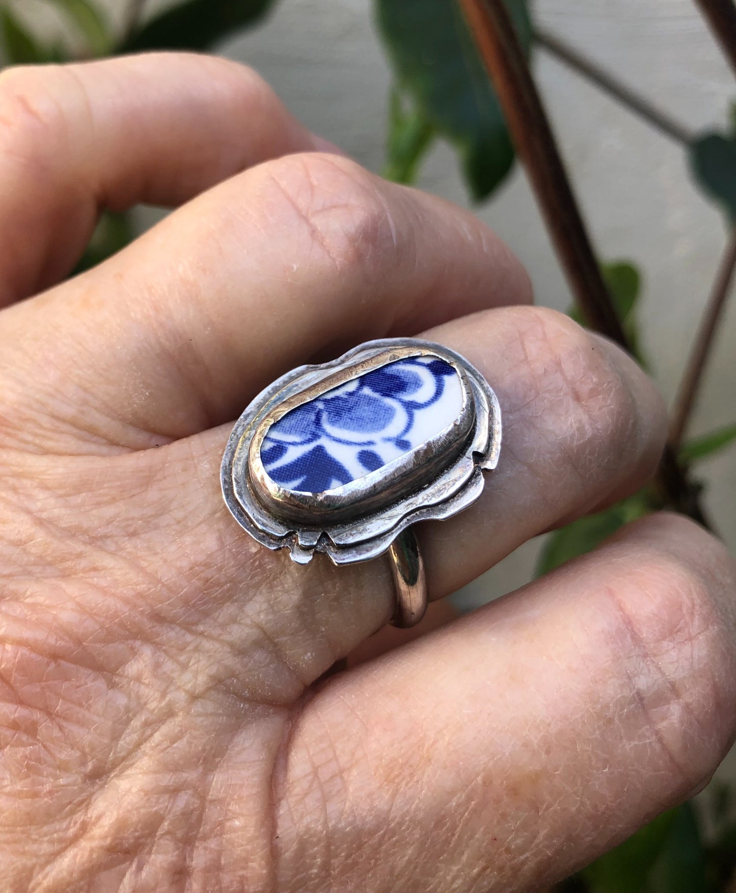 Delfter Blau-Silberring – handgefertigt aus Delfter Blau-Keramik