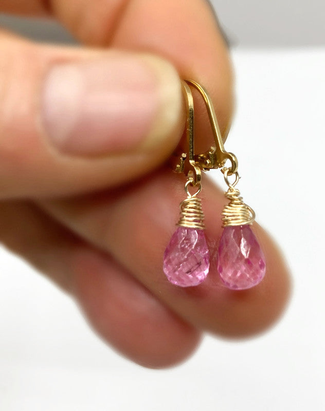 Ohrringe mit rosa Topas und Ohrhängern aus Vermeil-Gold