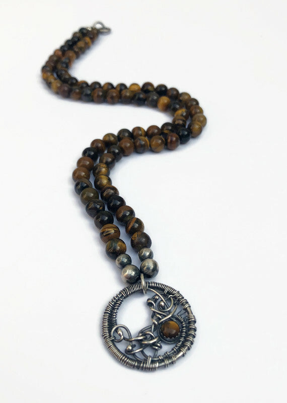 Herrenhalskette mit Tigerauge für harte Männer