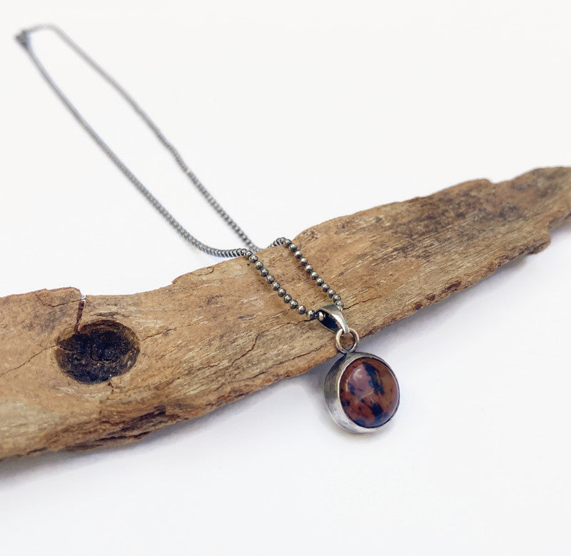 Herren Kette mit Naturstein – Mahonie Obsidian | Edelstein Kette für Männer