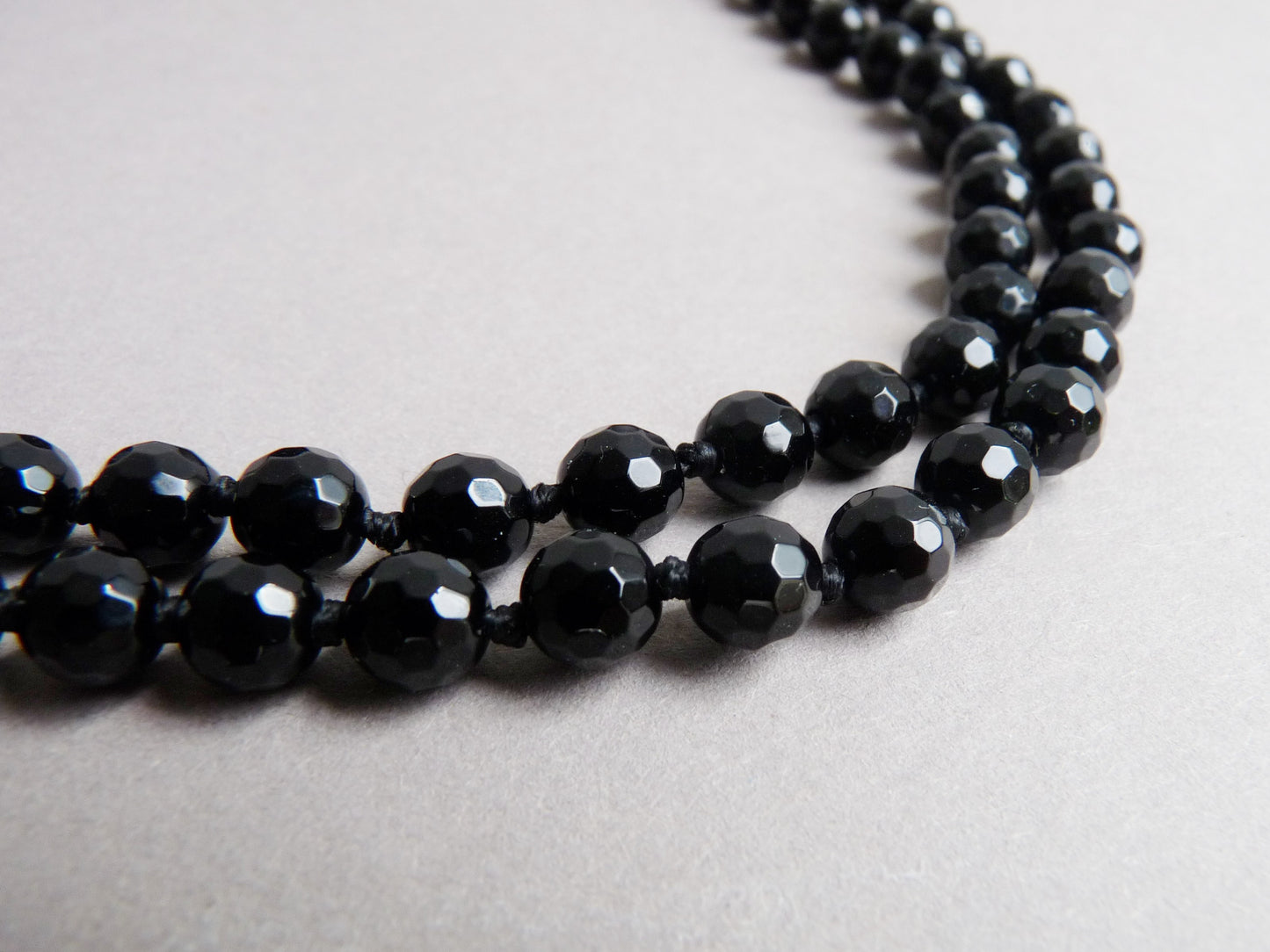 Edelsteinkette Herren - Onyx Perlenkette - Handgeknüpfte Perlenkette Herren