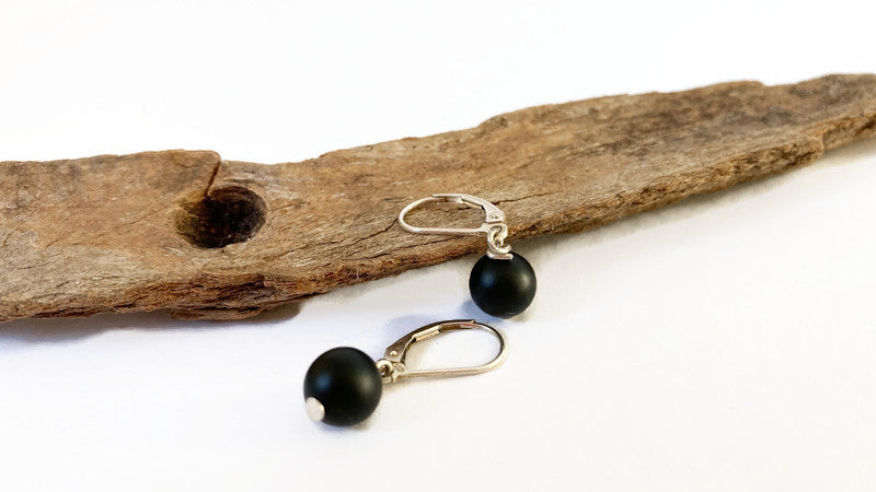 onyx oorbellen