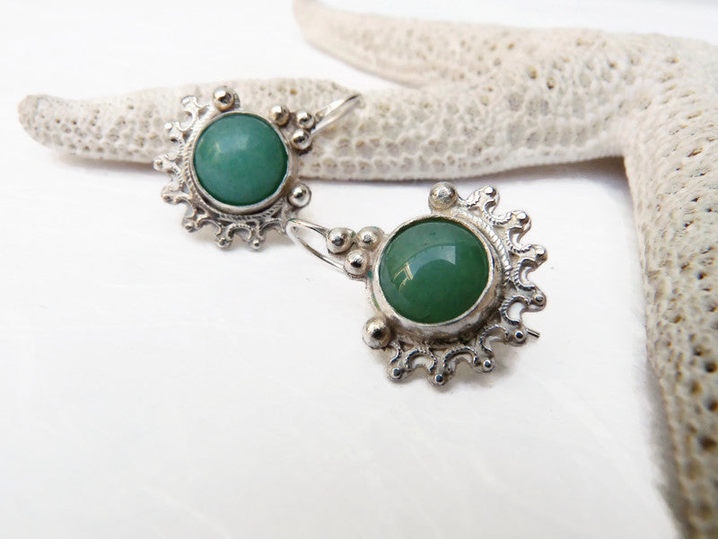 Silver Aventurine earrings, handmade gemstone earrings