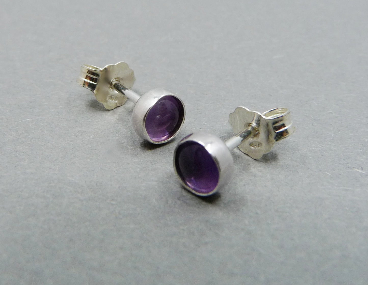 Stud earrings with Amethyst, silver minimalist earrings