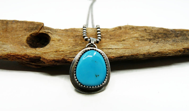 Men's Pendant Necklace with Turquoise - Handmade in Sterling Silver