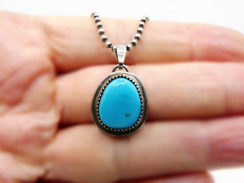 Men's Pendant Necklace with Turquoise - Handmade in Sterling Silver