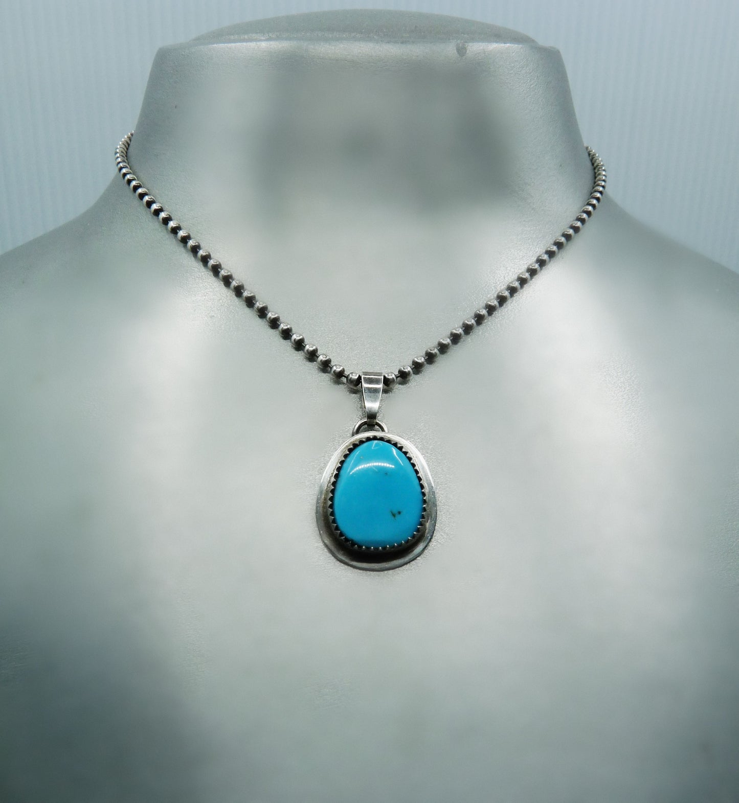 Men's Pendant Necklace with Turquoise - Handmade in Sterling Silver