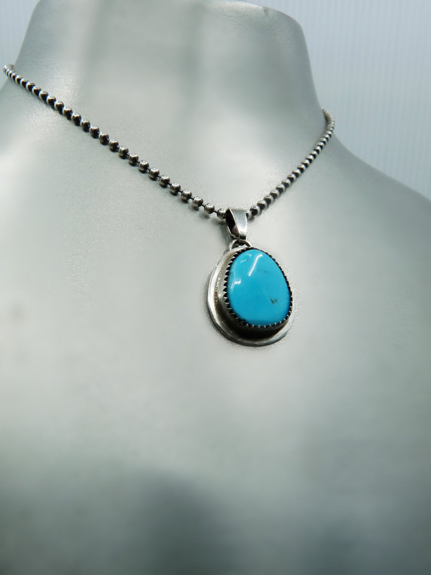 Men's Pendant Necklace with Turquoise - Handmade in Sterling Silver