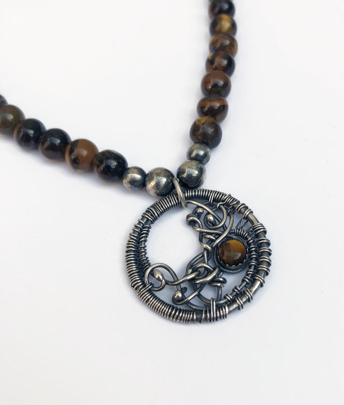 Herrenhalskette mit Tigerauge für harte Männer