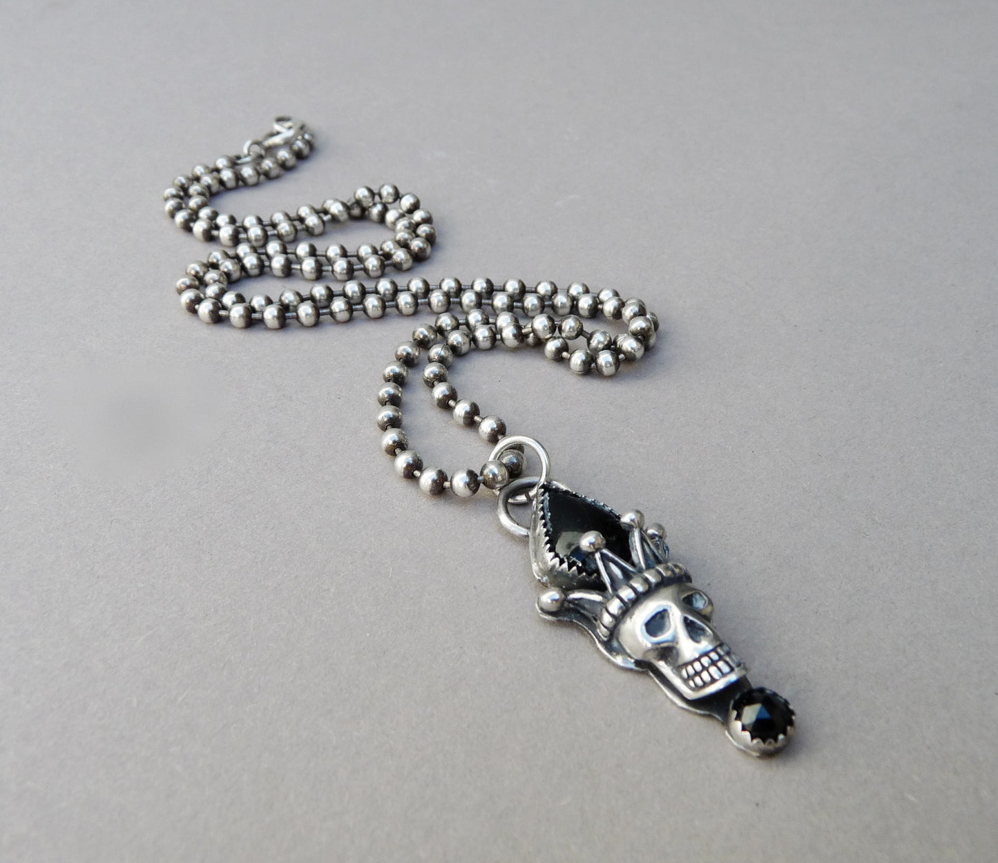 Onyx Herrenkette mit Totenkopf