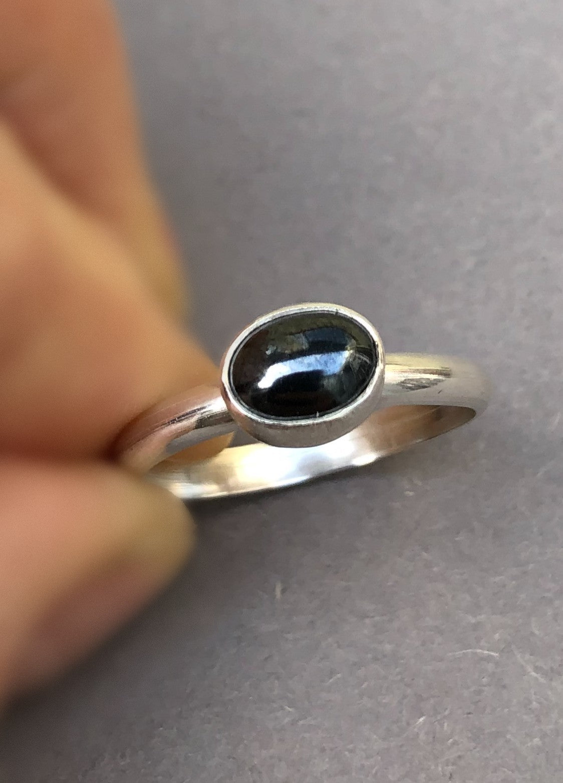 Zilveren Heren Ring met Ovale Hematiet