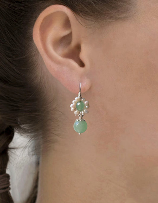 aventurijn oorbellen met parel bruidssieraden