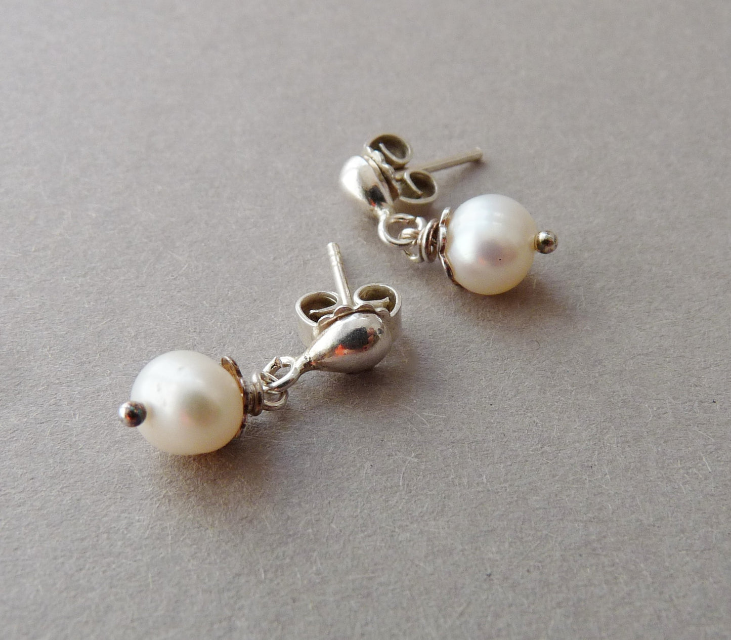 Brautohrringe Perle – Silberohrstecker | eine Spur von Blau