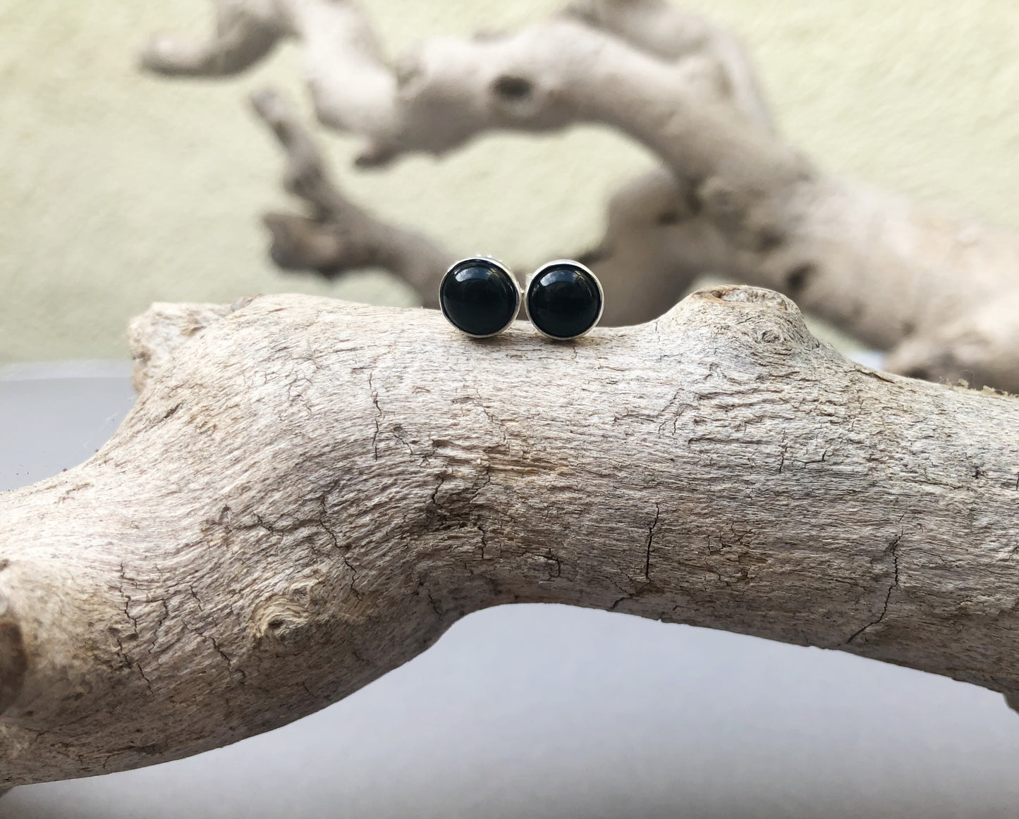 Zwarte Onyx Oorknopjes in Sterling Zilver voor Heren