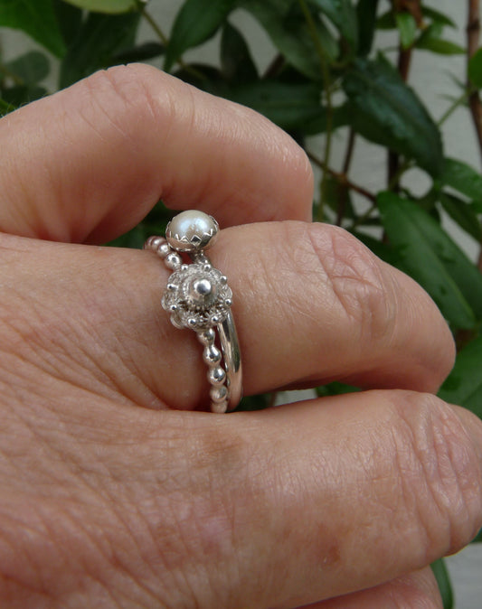 Heritage and Elegance Set - Zeelandknoten und Perlenring - Handgefertigt in Enkhuizen