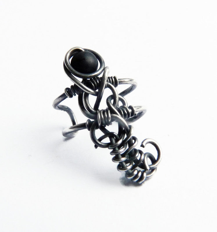 Silberner Herren-Ohrstecker mit Onyx