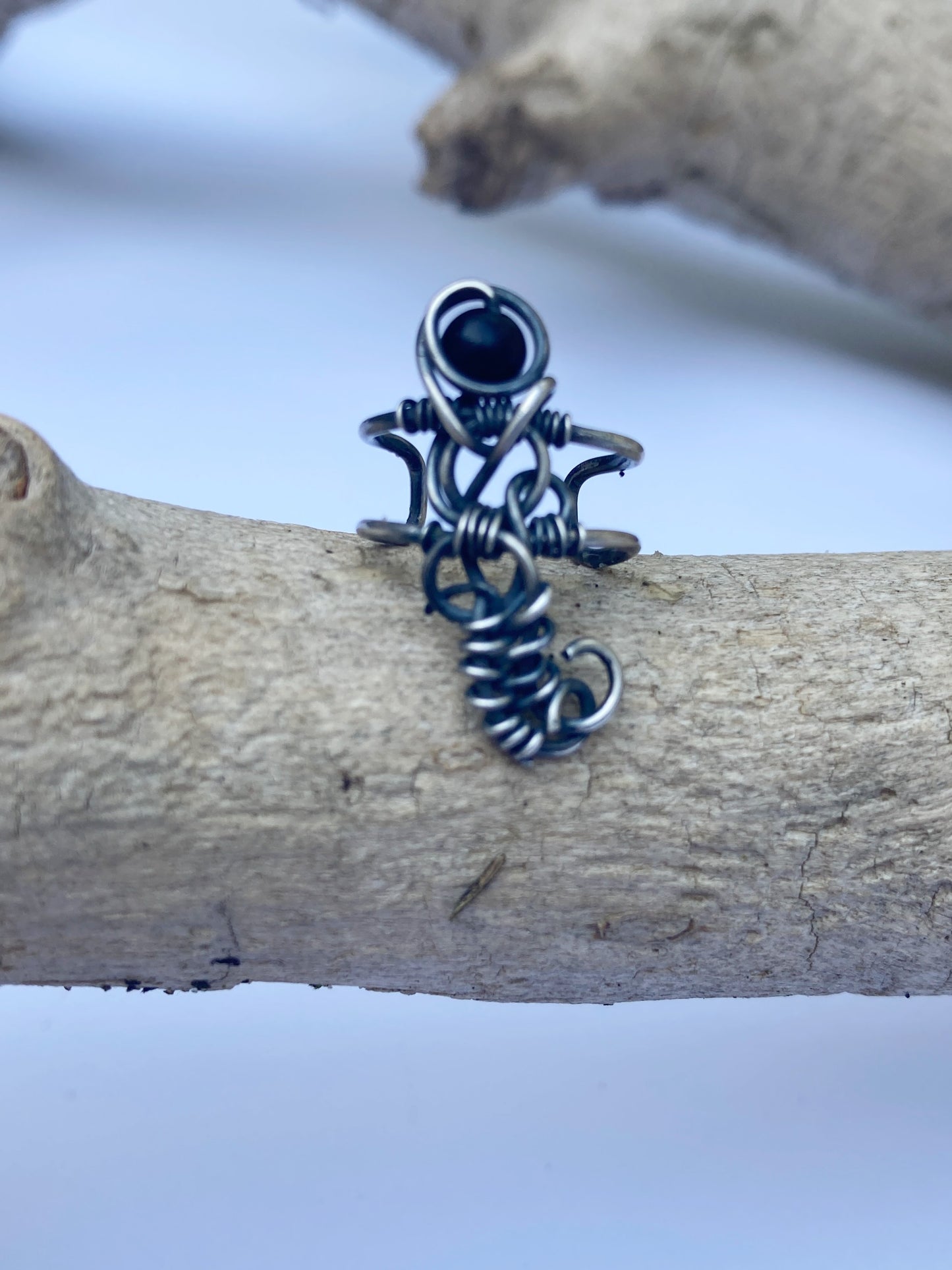 Silberner Herren-Ohrstecker mit Onyx