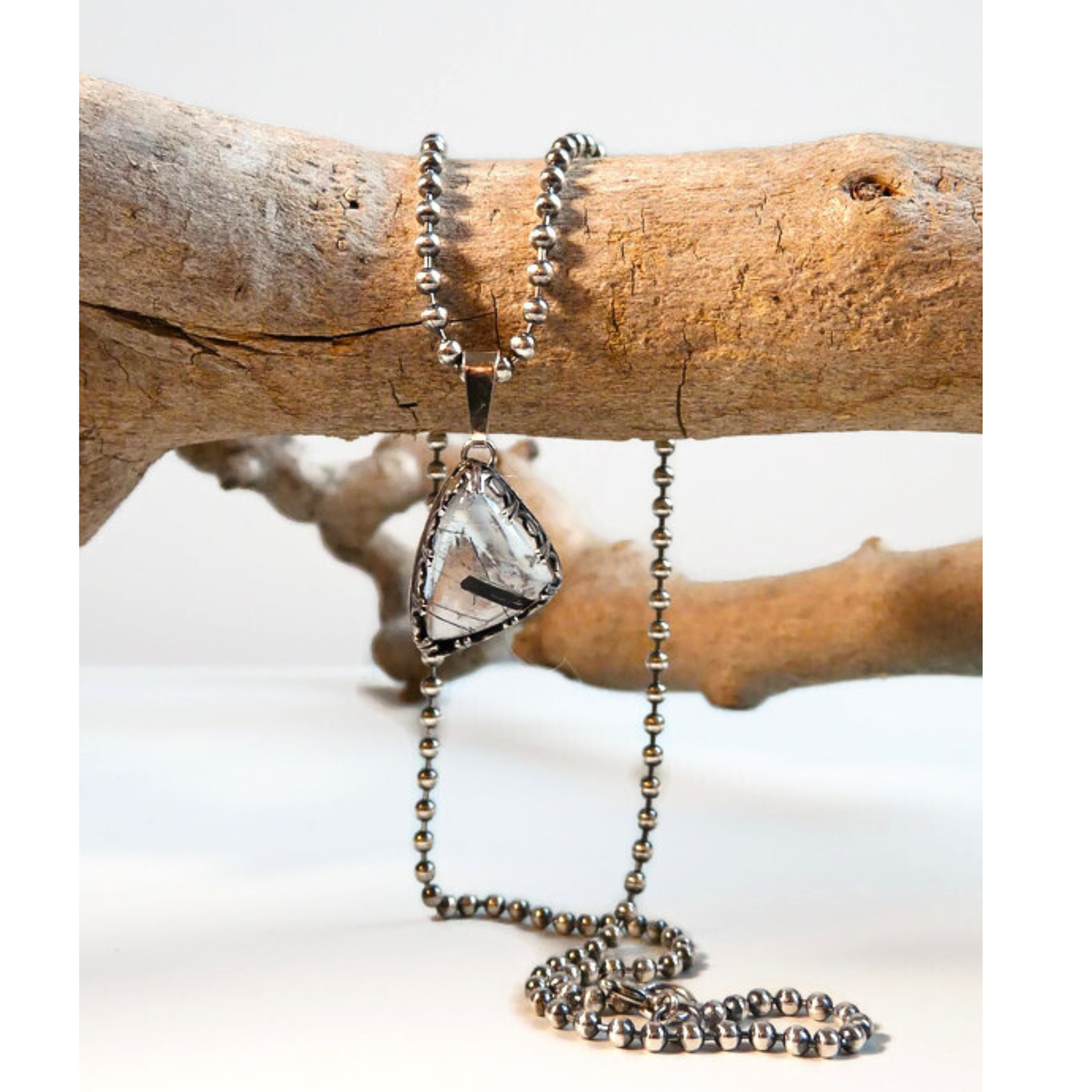 Zilveren ketting voor heren met Toermalijn Kwarts hanger