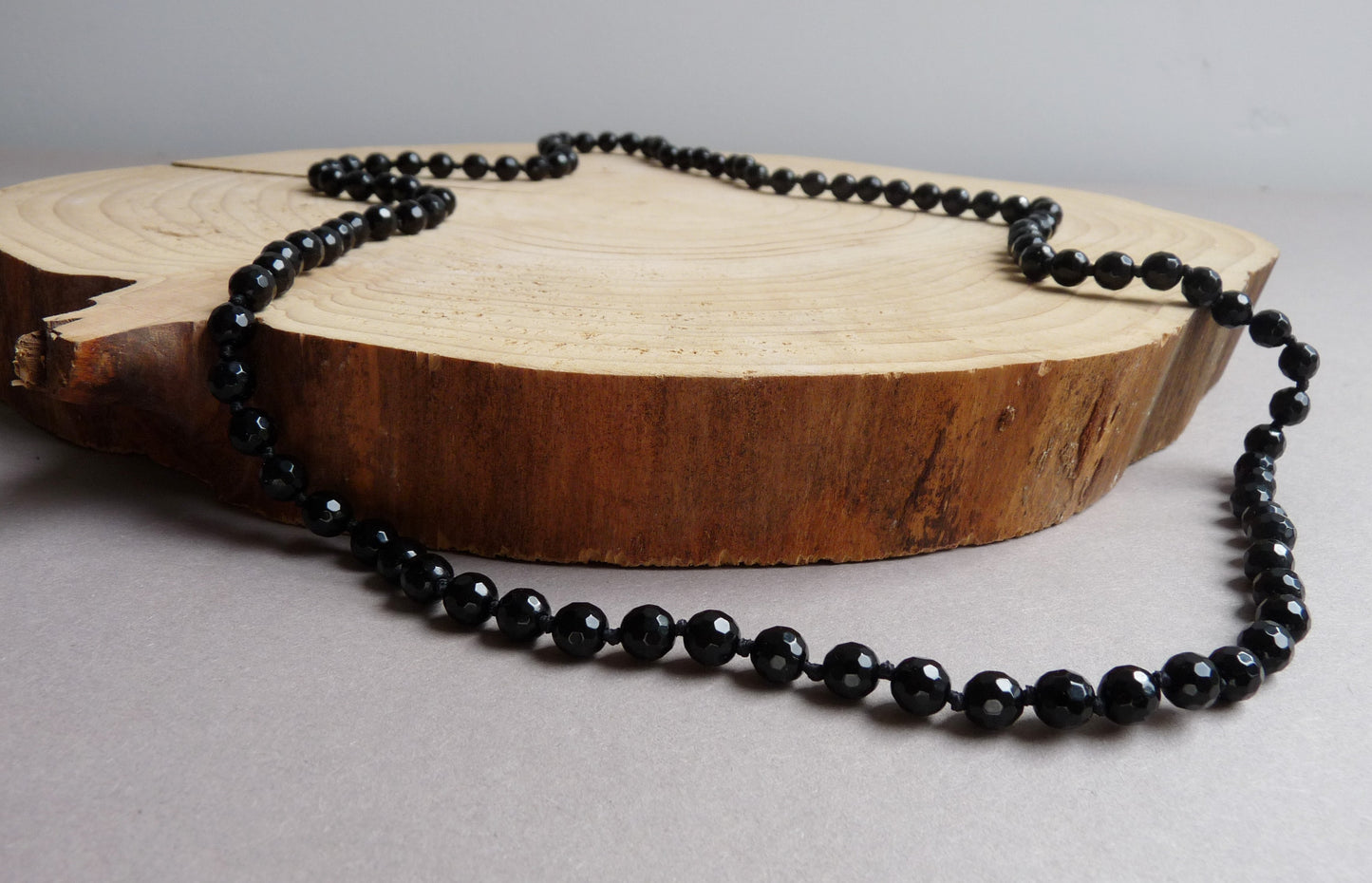 Edelsteinkette Herren - Onyx Perlenkette - Handgeknüpfte Perlenkette Herren