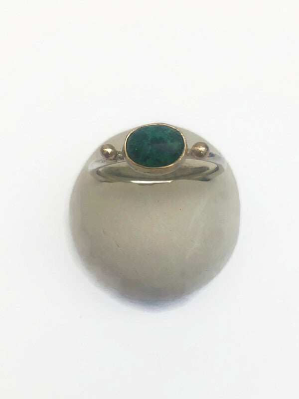 Stapelring met Chrysopraas | Zilver en Goud
