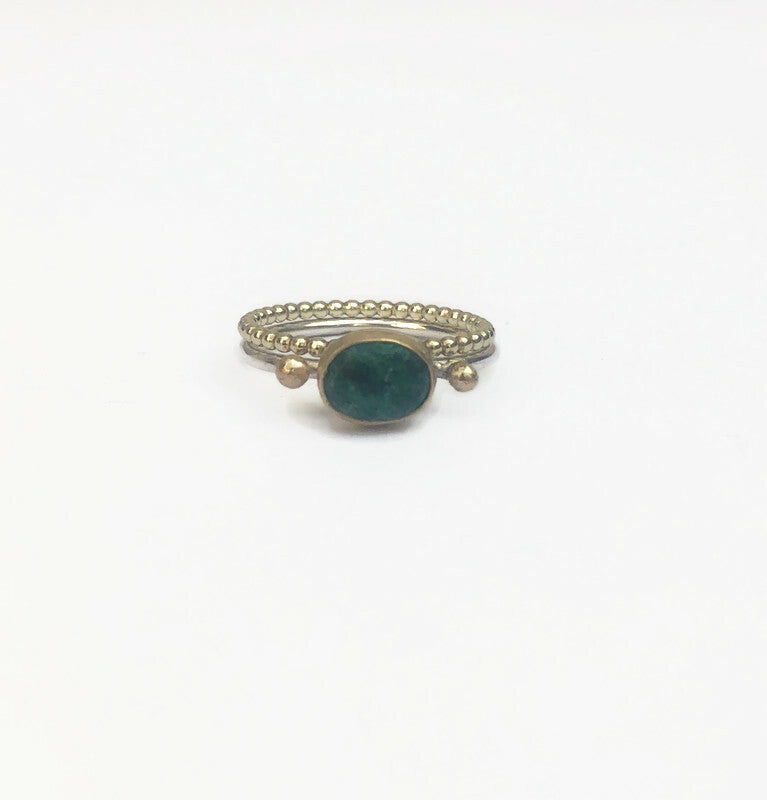 Stapelring met Chrysopraas | Zilver en Goud