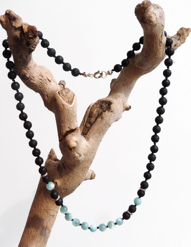 Handgeknoopte ketting voor mannen met sterling zilver