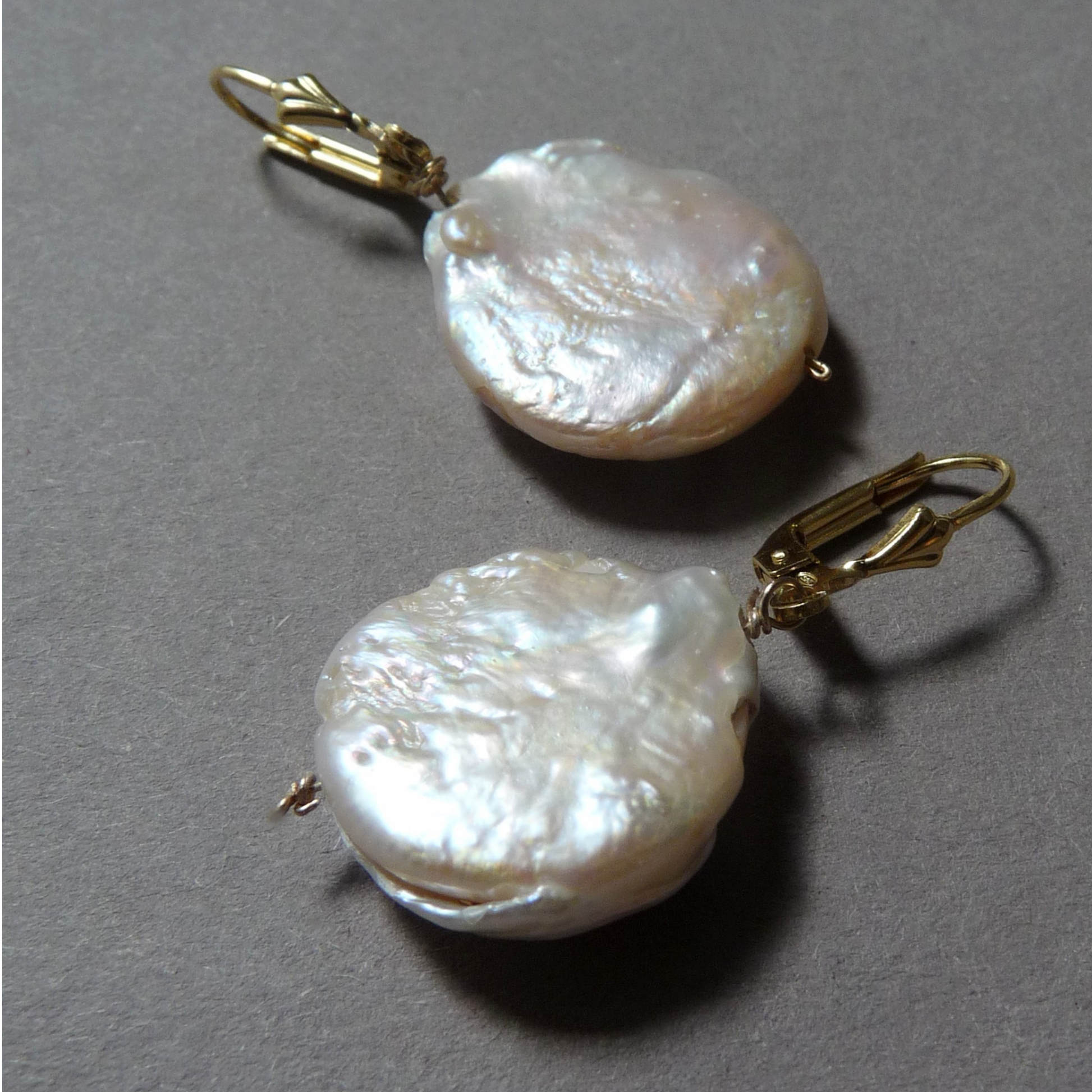 handgemaakte parel oorbellen verguld zilver