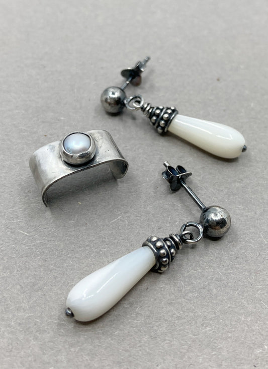 Herren-Ohrklemme mit Perle und Ohrringen