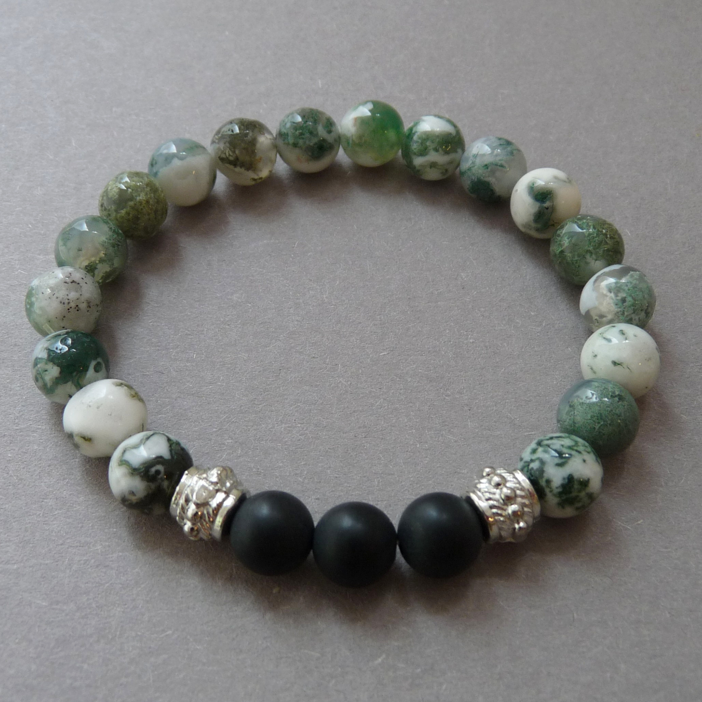 Kralen armband voor heren met natuursteen – boomagaat en onyx