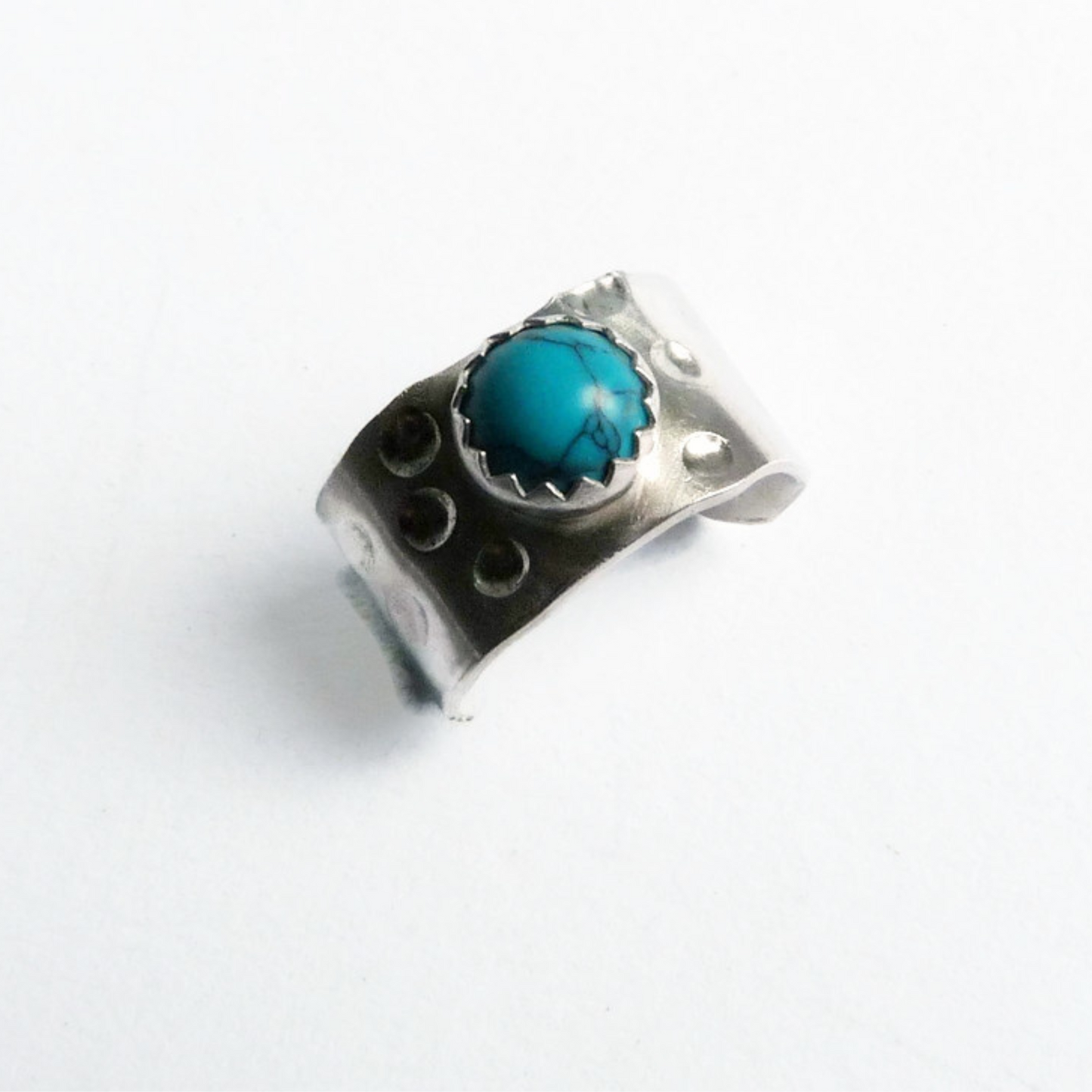 Silver men's ear cuff with Turquoise