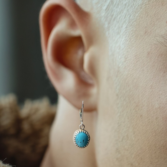 Türkis-Silber-Ohrring für Männer – handgefertigt – pro Stück oder als Paar