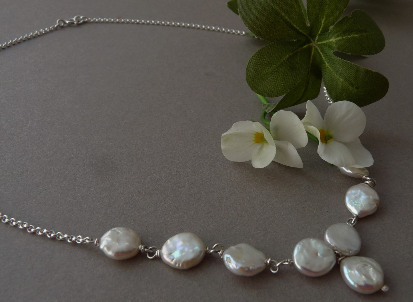 Brautkette mit Perlen | Personalisierte silberne Hochzeitskette