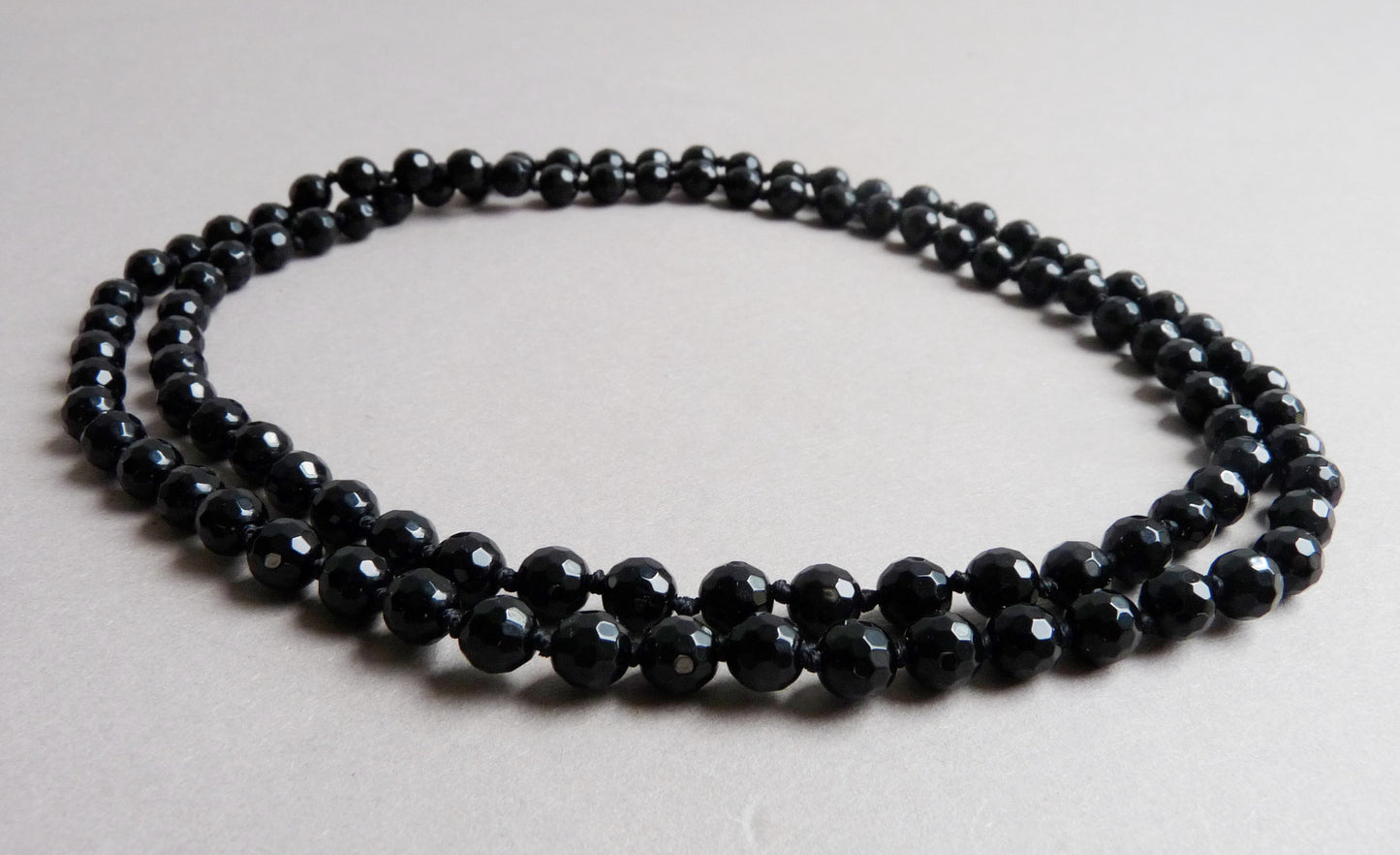Edelsteinkette Herren - Onyx Perlenkette - Handgeknüpfte Perlenkette Herren