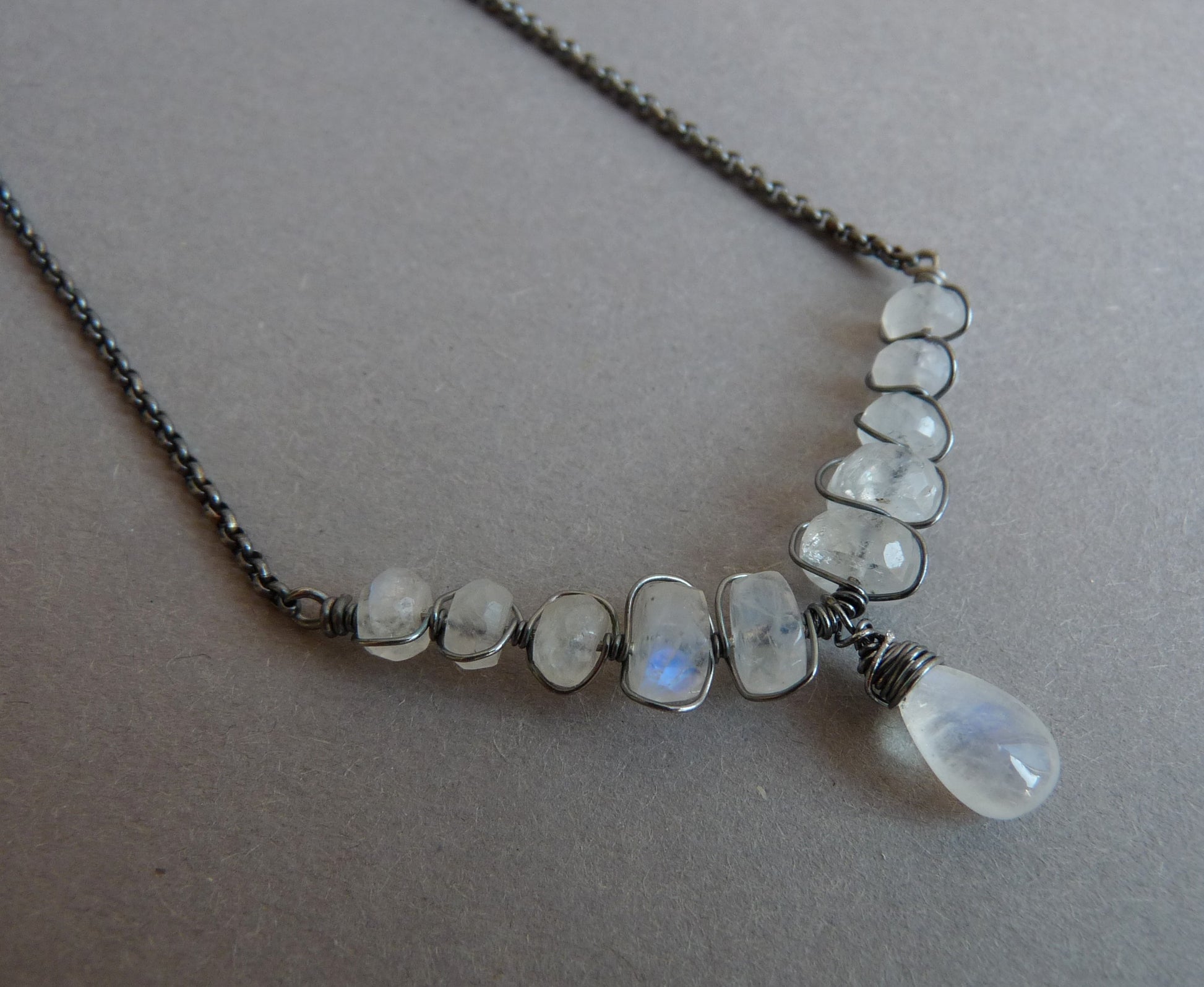 maansteen halsketting zilver