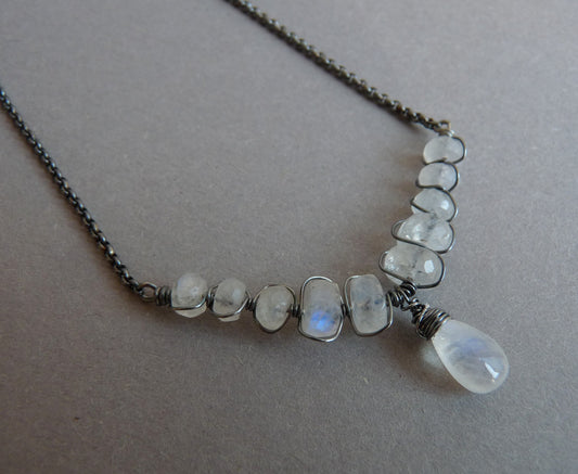 maansteen halsketting zilver