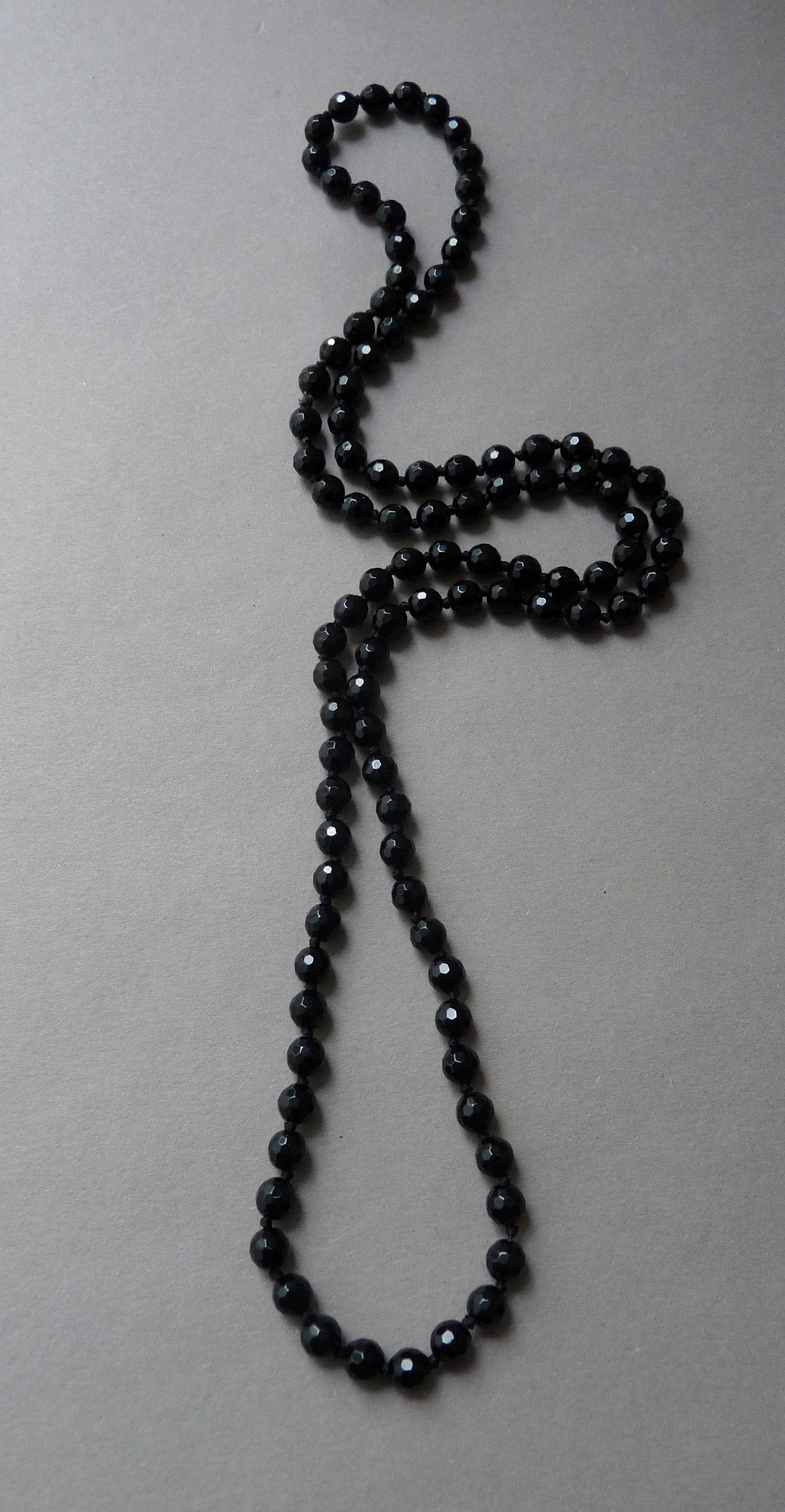 Edelsteinkette Herren - Onyx Perlenkette - Handgeknüpfte Perlenkette Herren