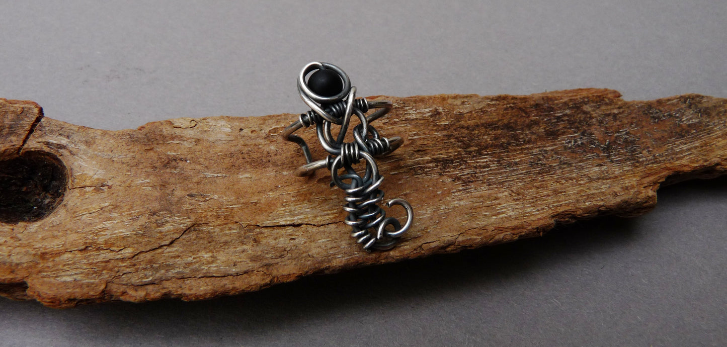 Silberner Herren-Ohrstecker mit Onyx