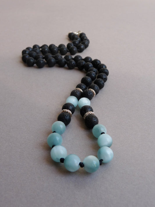 Ambachtelijk gemaakte heren ketting van natuursteen